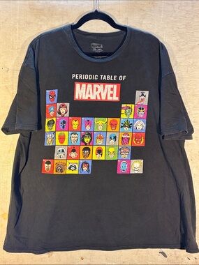 Marvel Black Short Sleeve 'Periodic Table of Marvel' Graphic Tee